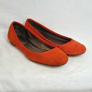 Lands End Red Suede Ballet Flats